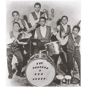 Michael Jackson c1960s with Jackson 5 Early Band Photo Magazine Print